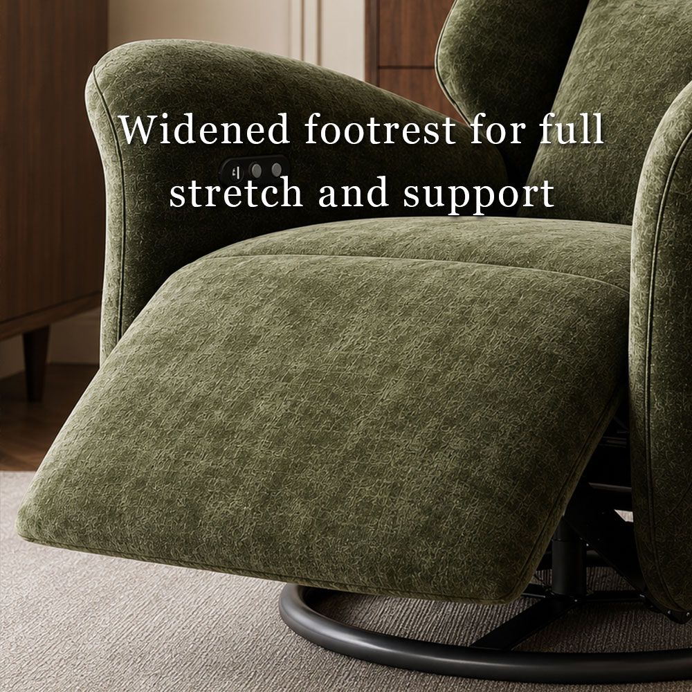 Silent Motor Power Recline Chenille Fabric Rotating Lounge Chair