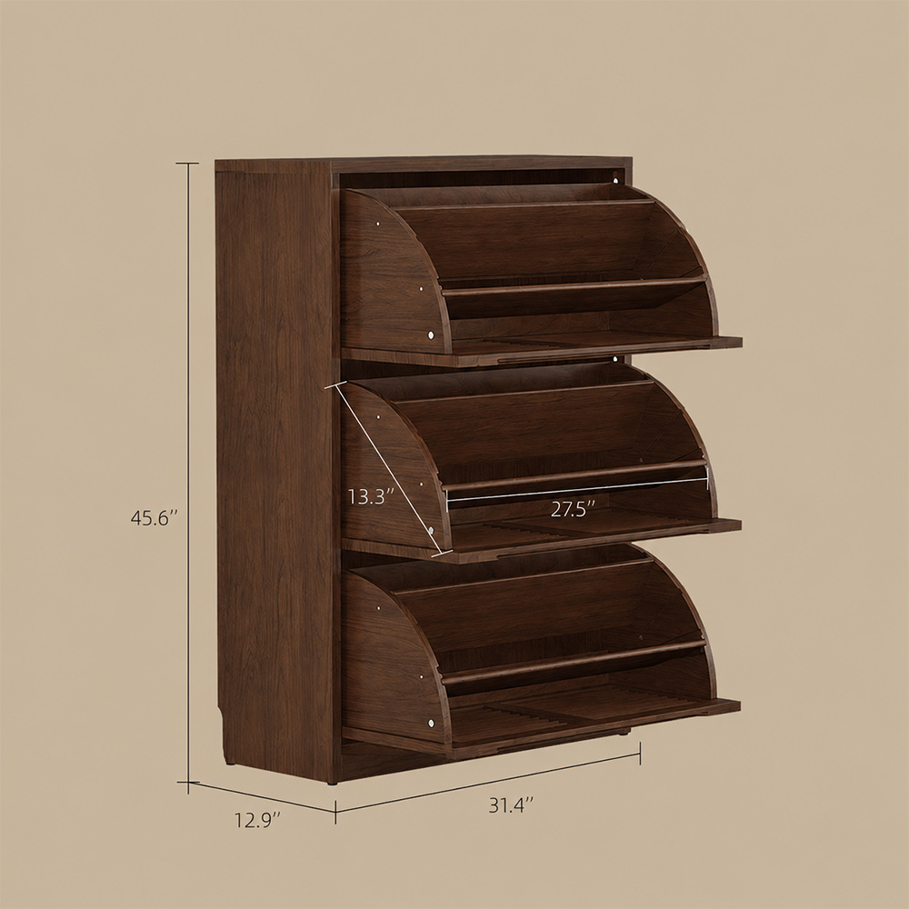 31.4'' Modern Wooden Flip-Door Shoe Cabinet Slim Space-Saving Entryway Storage Organizer