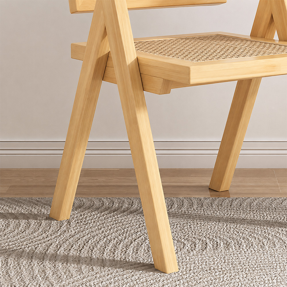 Airy Woven Plastic Rattan Wide Arm Solid Wood Residential Chair 1 Piece