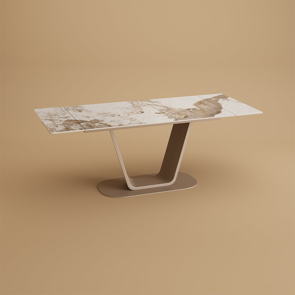 55.1"-78.7" Extendable Dining Table with Modern Patterned Stone Top