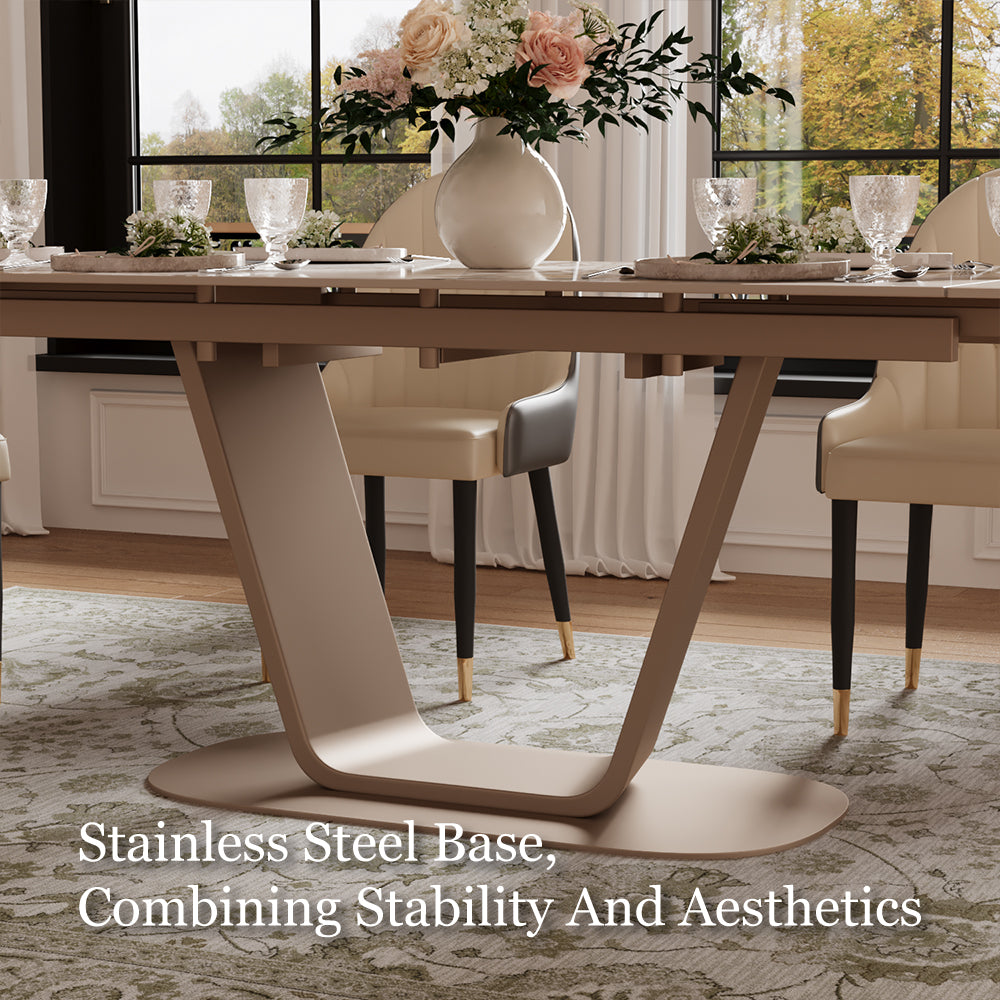 55.1"-78.7" Extendable Dining Table with Modern Patterned Stone Top