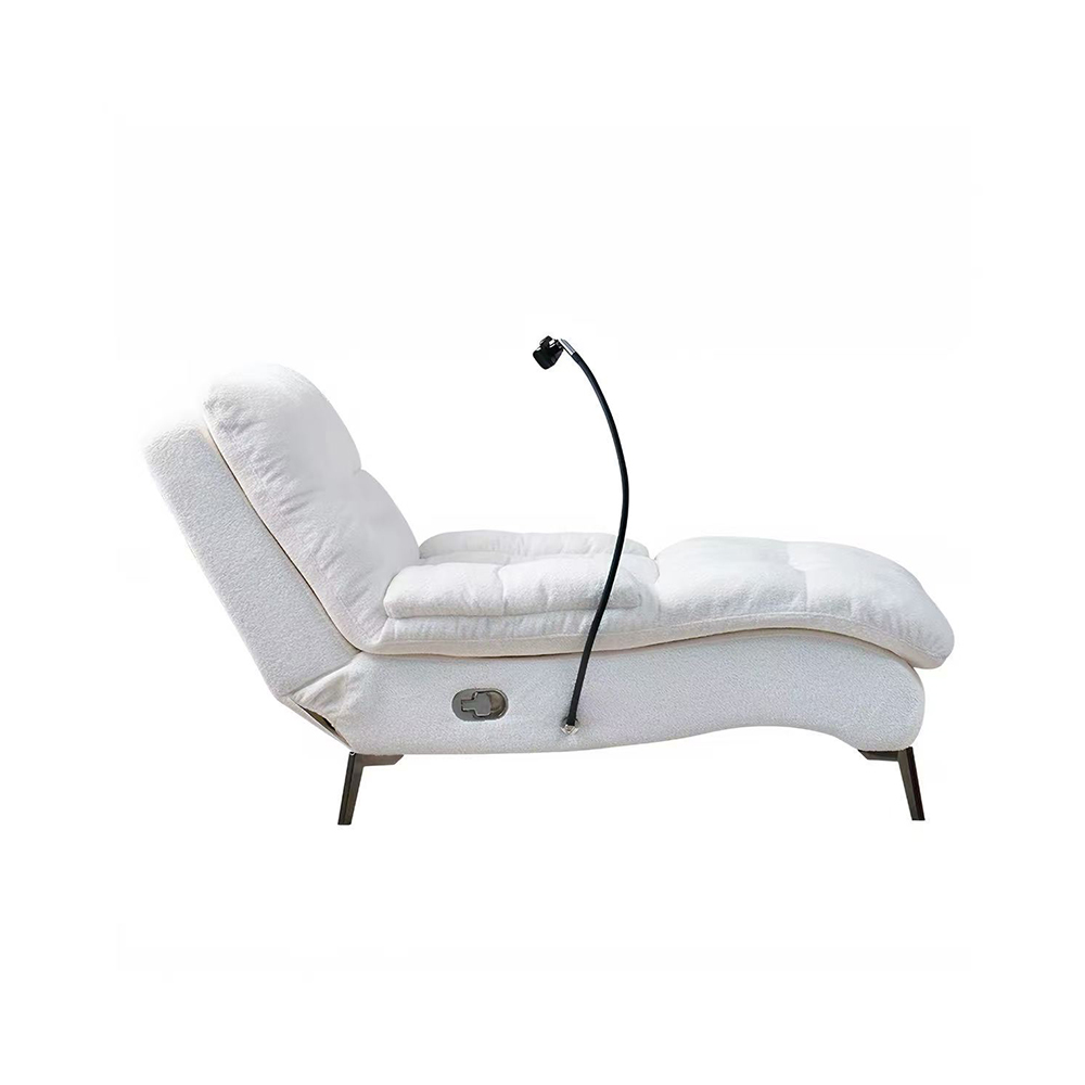 Neutral Tone Chenille Electric Recliner Media Lounge Chair