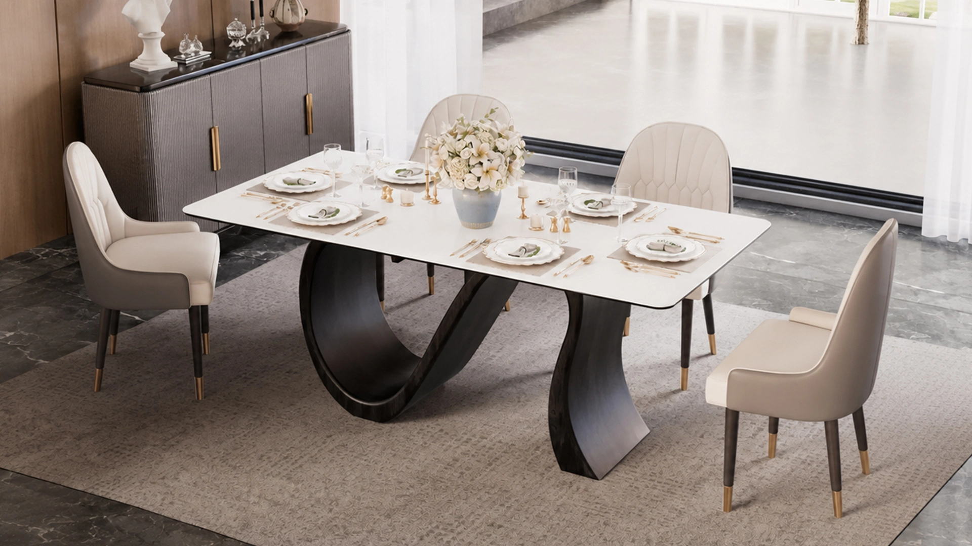 white stone table top