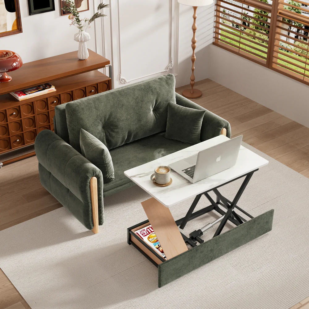 sofa bed with table and storage