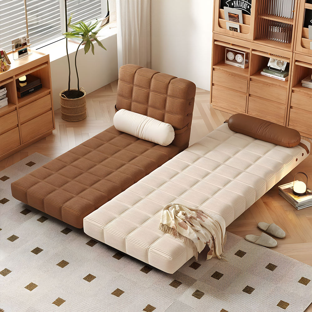 Sofa bed folded out into a relaxing bed for napping or guest sleeping