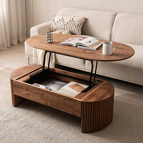 multifunctional oval coffee table with lift top