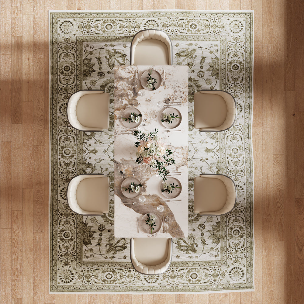 55.1"-78.7" Extendable Dining Table with Modern Patterned Stone Top