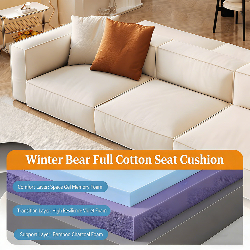 Modern Double-Sided Sectional Sofa in Skin-Friendly Cat-Scratch Fabric with Latex Support