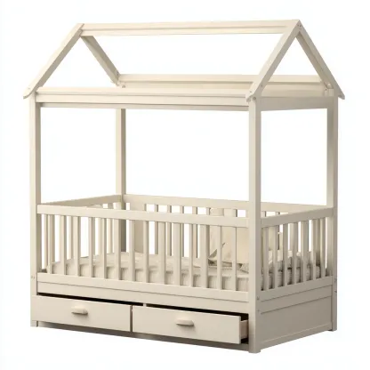 Lit pour enfant bois 150x75x160 cm - beige - design moderne - adapté à la chambre-Shelterilo