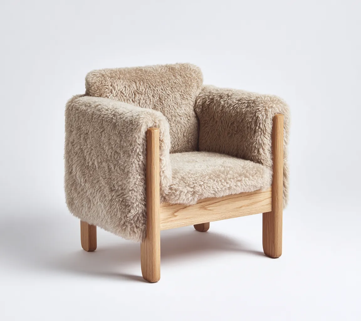 Fauteuil Tissu-Bois 75x70x75 cm - Beige - Design moderne-Shelterilo