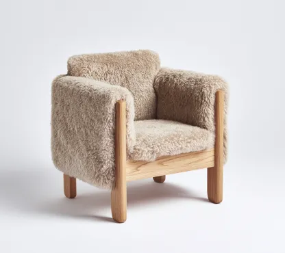 Fauteuil Tissu-Bois 75x70x75 cm - Beige - Design moderne-Shelterilo