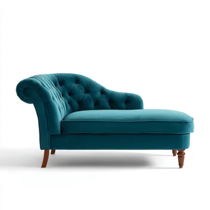 Chaise longue velours 160x75x88 cm bleu canard adapté au salon design classique-Shelterilo