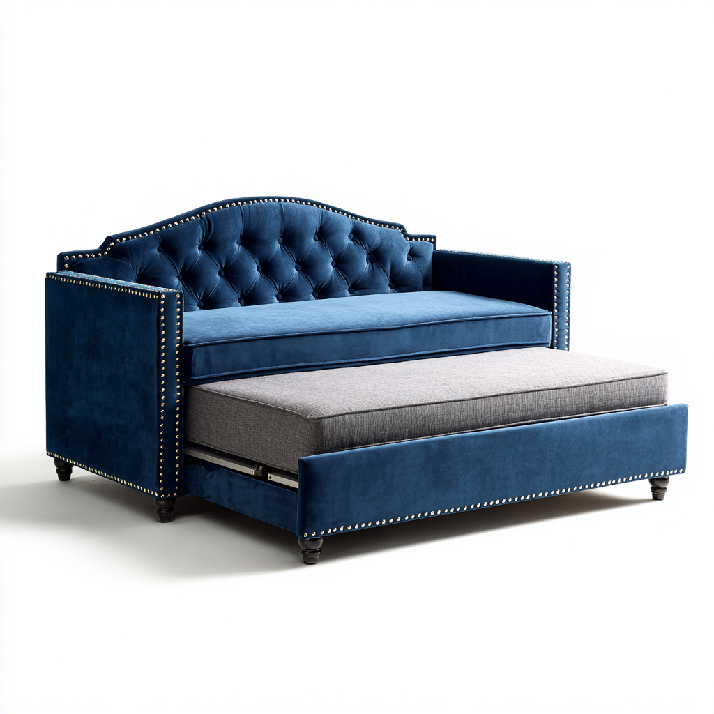 Canape-lit Tissu 205x100x95 cm - Bleu - Design Classique-Shelterilo