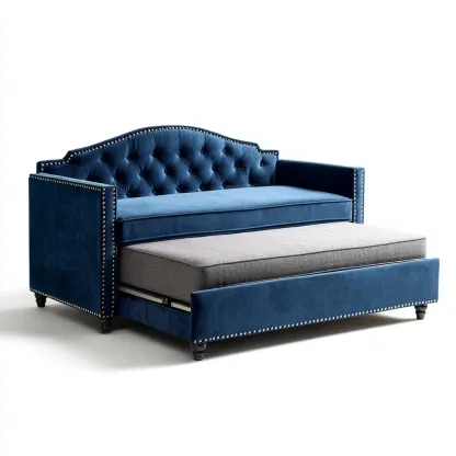 Canape-lit Tissu 205x100x95 cm - Bleu - Design Classique-Shelterilo