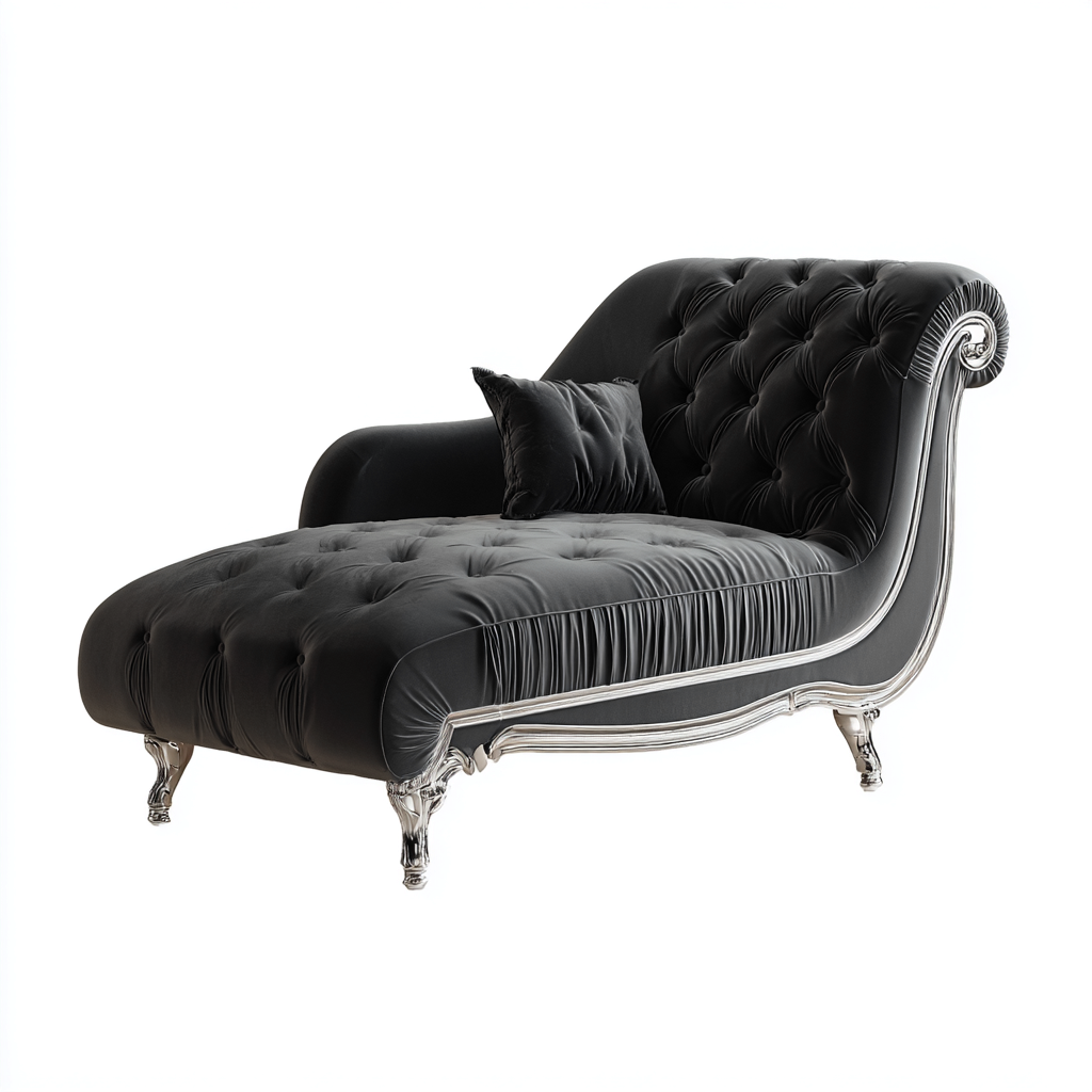 Chaise longue tissu 175x80x88 cm - noir - style classique capitonné-Shelterilo
