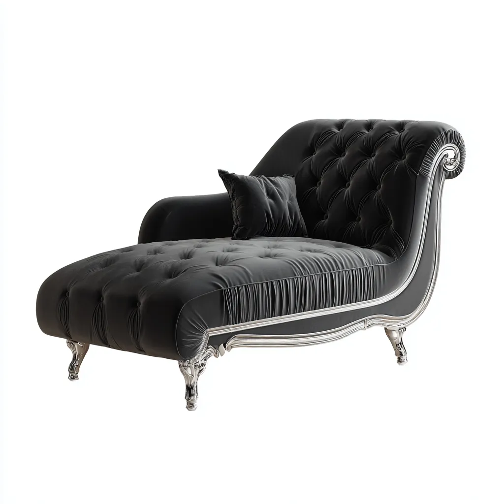 Chaise longue tissu 175x80x88 cm - noir - style classique capitonné-Shelterilo