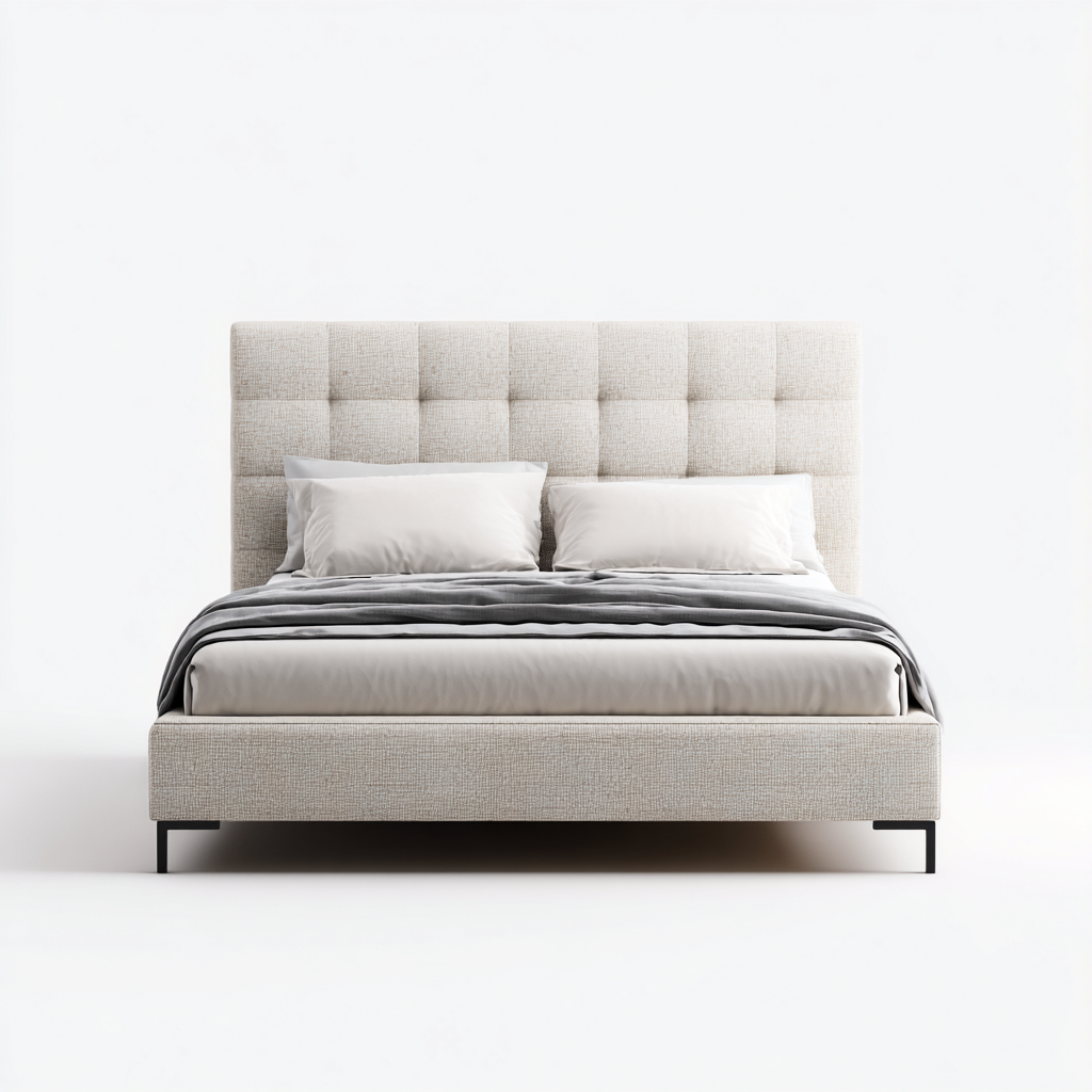 Lit double tissu rembourré 200x160x110 cm - beige - design moderne - adapté à la chambre-Shelterilo