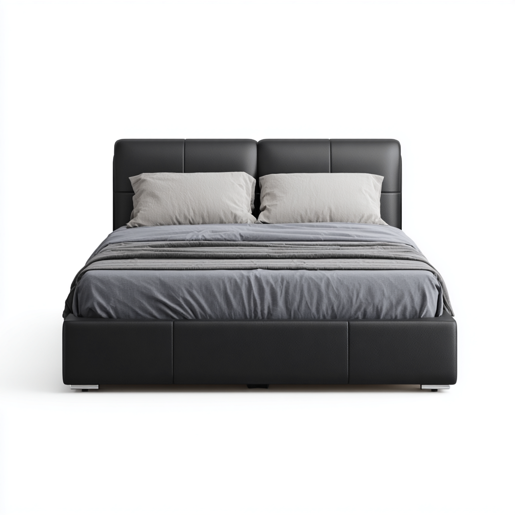 Double lit Similicuir 200x160x100 cm - Noir - Design moderne-Shelterilo