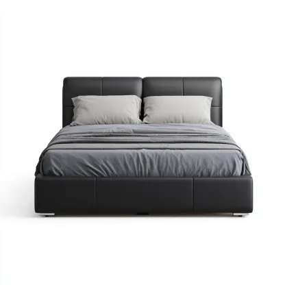 Double lit Similicuir 200x160x100 cm - Noir - Design moderne-Shelterilo