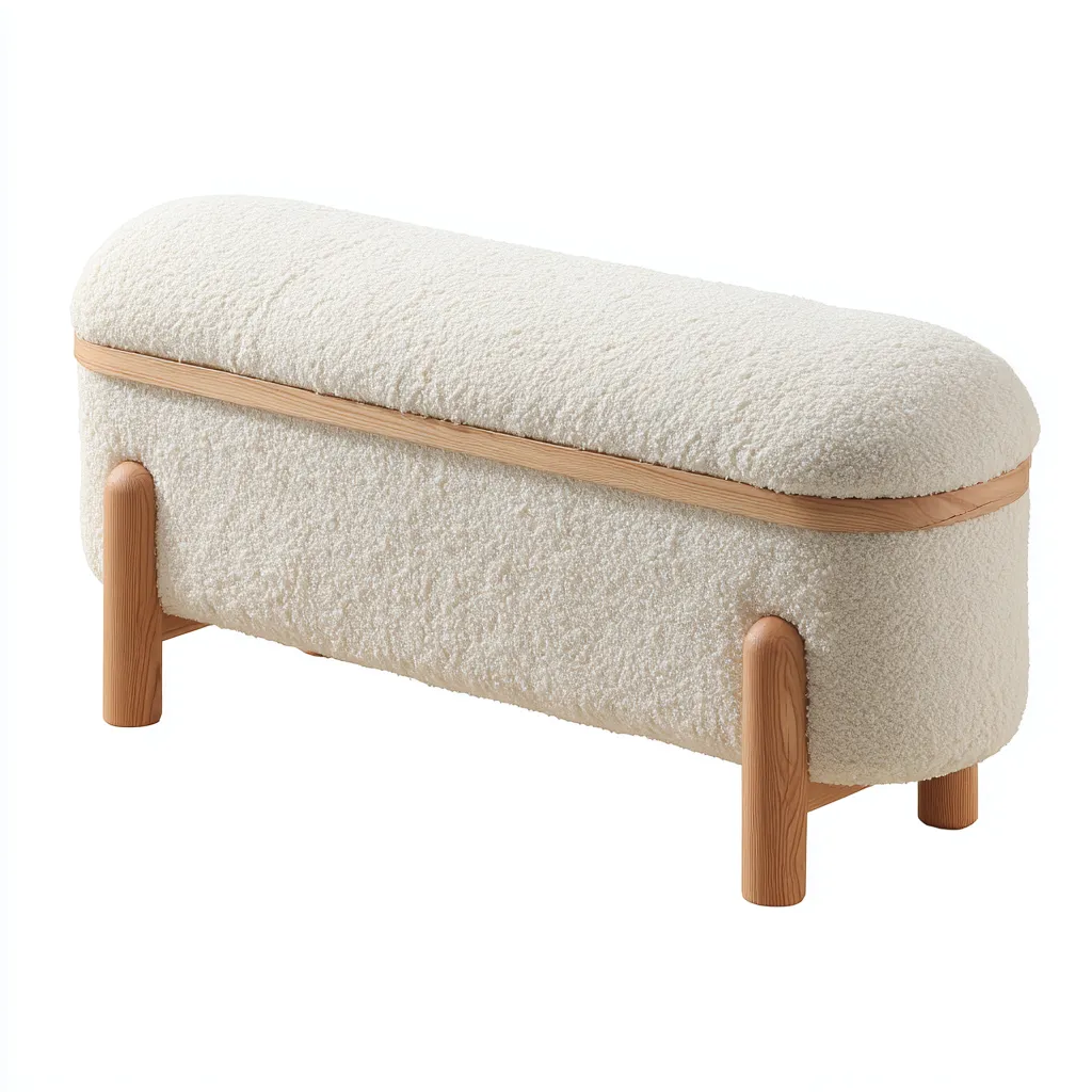 Repose-pieds Tissu-Bois 80x32x45 cm - Blanc - Design moderne-Shelterilo