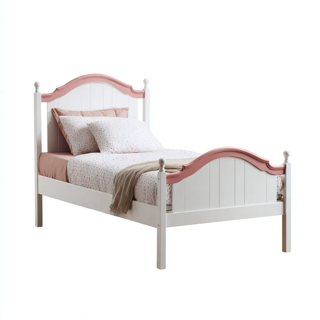 Lit enfant Bois 195x95x100 cm - Rose-Blanc - Design Classique-Shelterilo