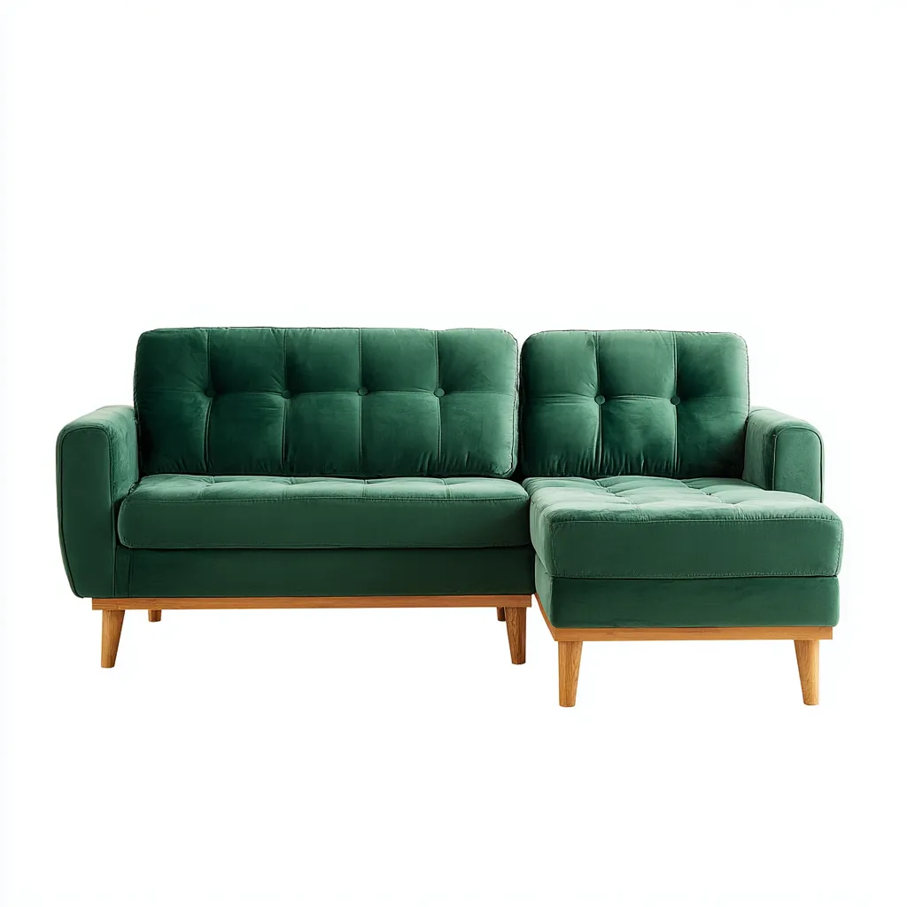 Canapé d'angle tissu 225x150x85 cm - vert - style moderne capitonné-Shelterilo