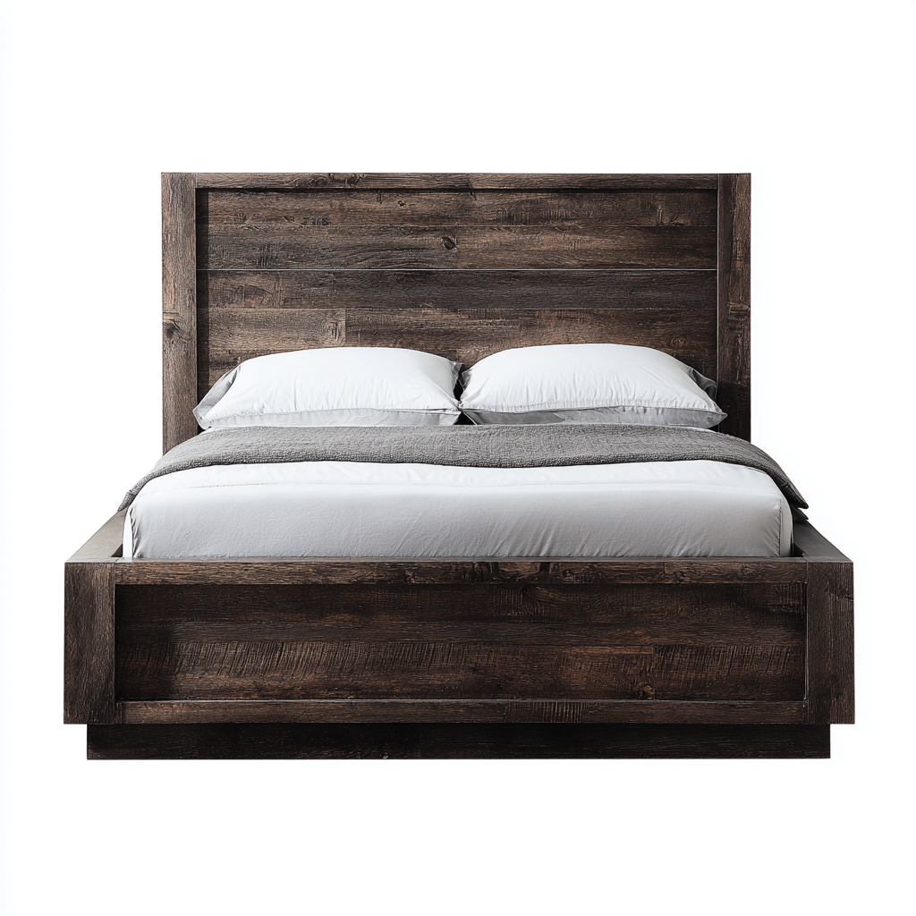 Lit double en bois - 200x160x110 cm - brun foncé - style rustique-Shelterilo
