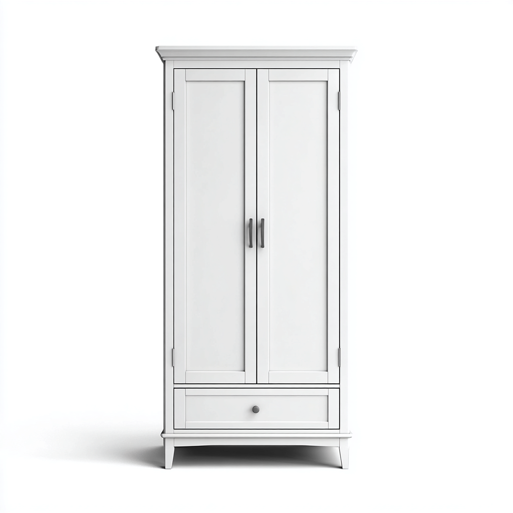Armoire bois 95x55x185 cm - blanc - design classique-Shelterilo