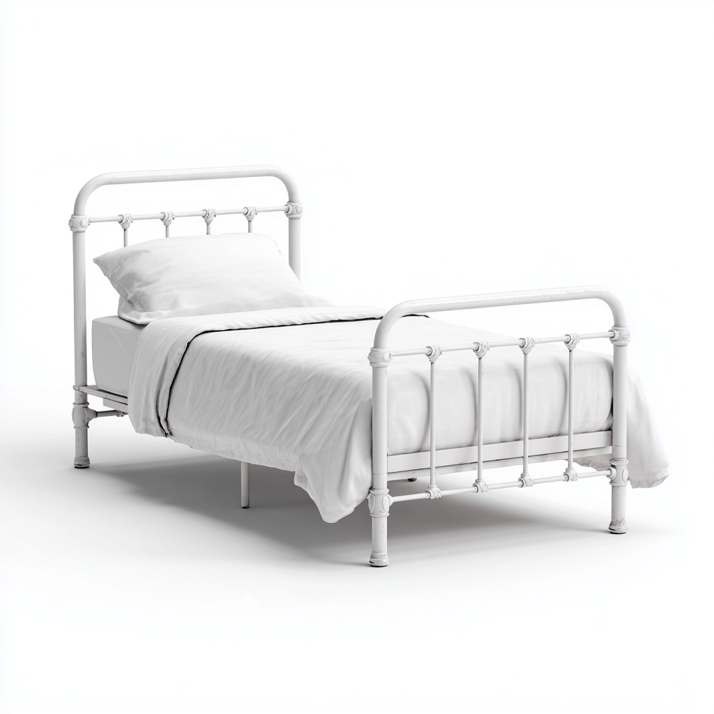 Lit simple métal 200x100x100 cm - blanc - design classique - adapté à la chambre-Shelterilo