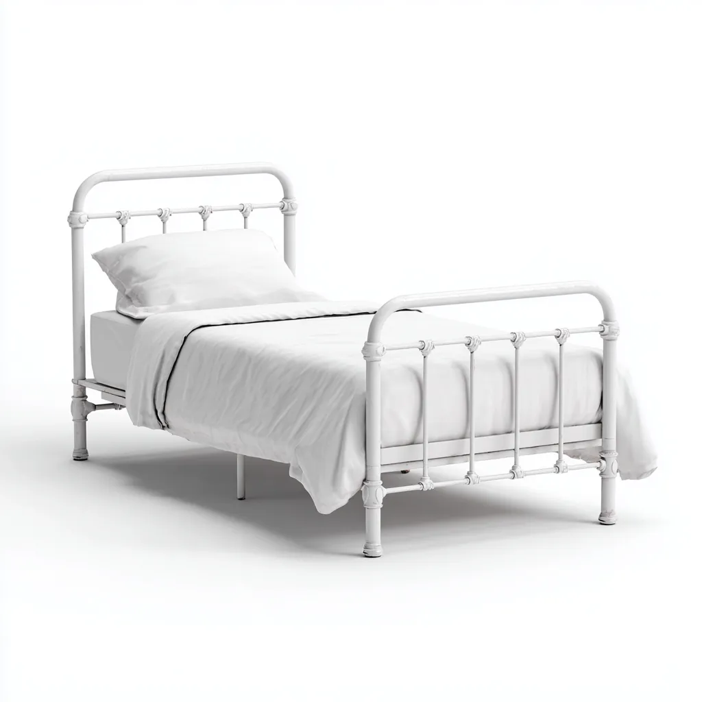 Lit simple métal 200x100x100 cm - blanc - design classique - adapté à la chambre-Shelterilo