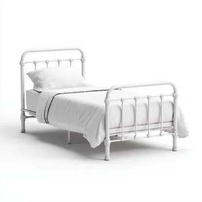 Lit simple métal 200x100x100 cm - blanc - design classique - adapté à la chambre-Shelterilo