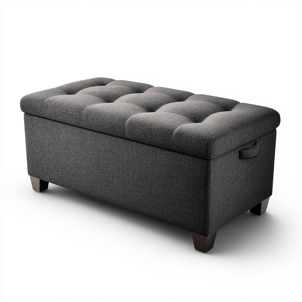Banc d'entrée en tissu avec rangement - 100x40x45 cm - gris foncé - style moderne-Shelterilo