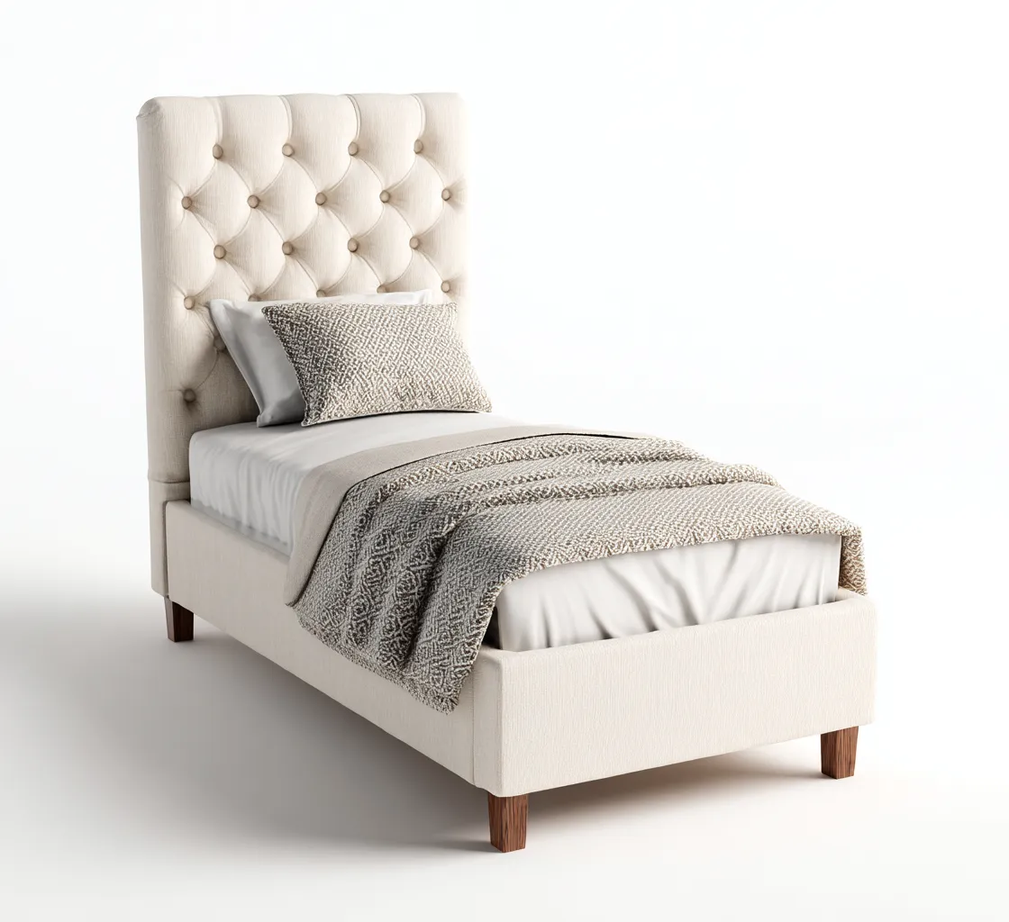 Lit simple tissu et bois 200x100x120 cm - beige - adapté au salon - style classique-Shelterilo