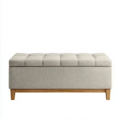 Banc d'entrée Tissu-Bois 100x40x45 cm - Beige-Bois - Design moderne-Shelterilo