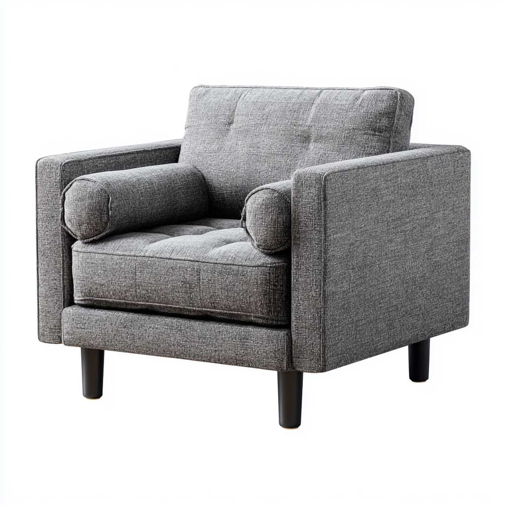 Fauteuil tissu 90x85x85 cm gris adapté au salon design moderne-Shelterilo