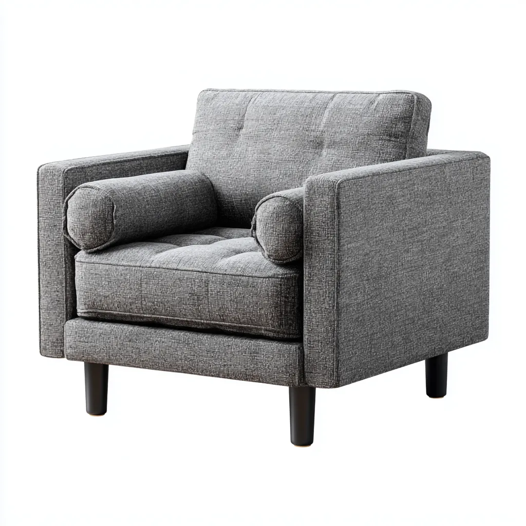 Fauteuil tissu 90x85x85 cm gris adapté au salon design moderne-Shelterilo