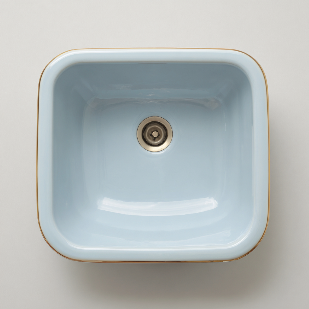 Lavabo céramique 45x40x15 cm bleu clair adapté à la salle de bain design moderne-Shelterilo