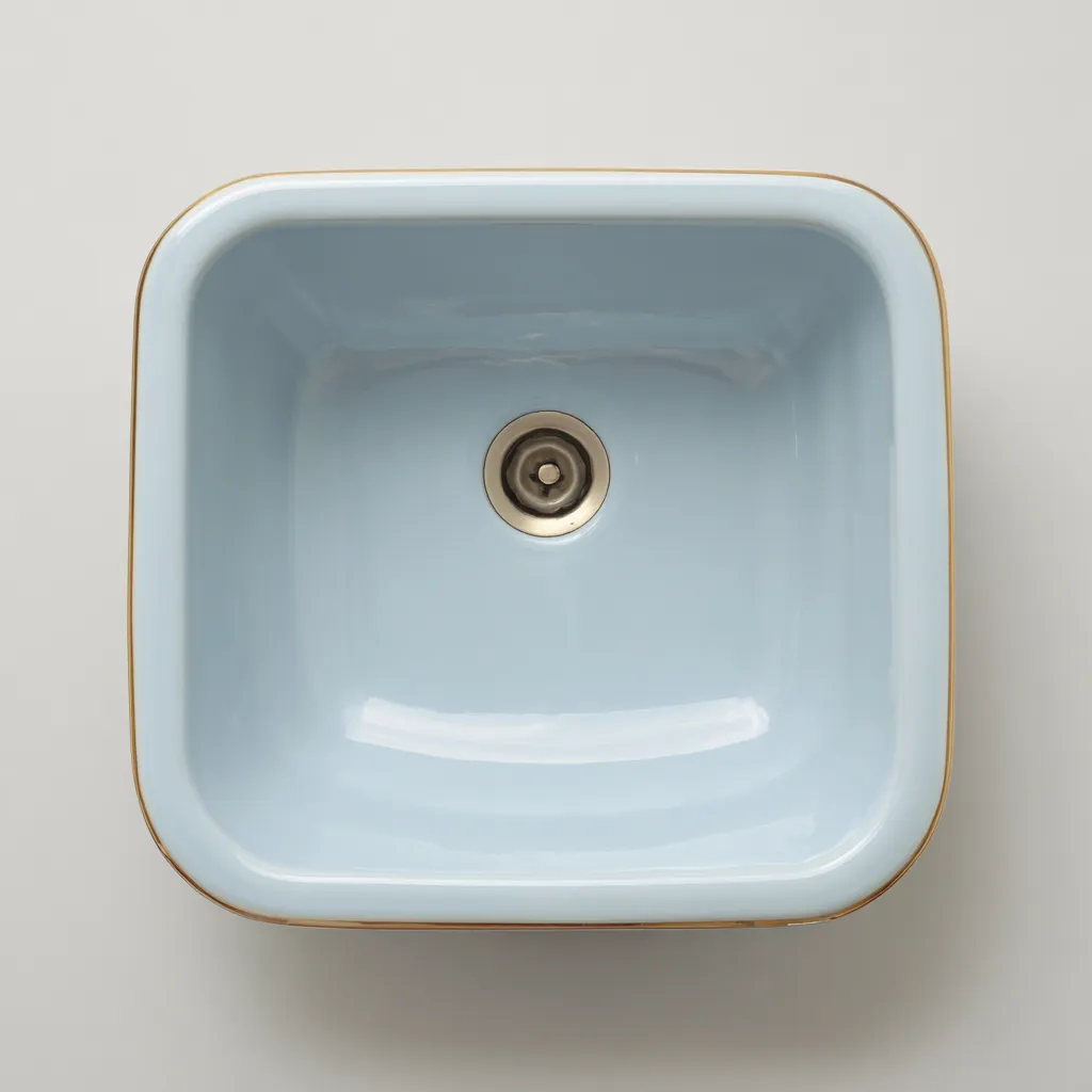 Lavabo céramique 45x40x15 cm bleu clair adapté à la salle de bain design moderne-Shelterilo