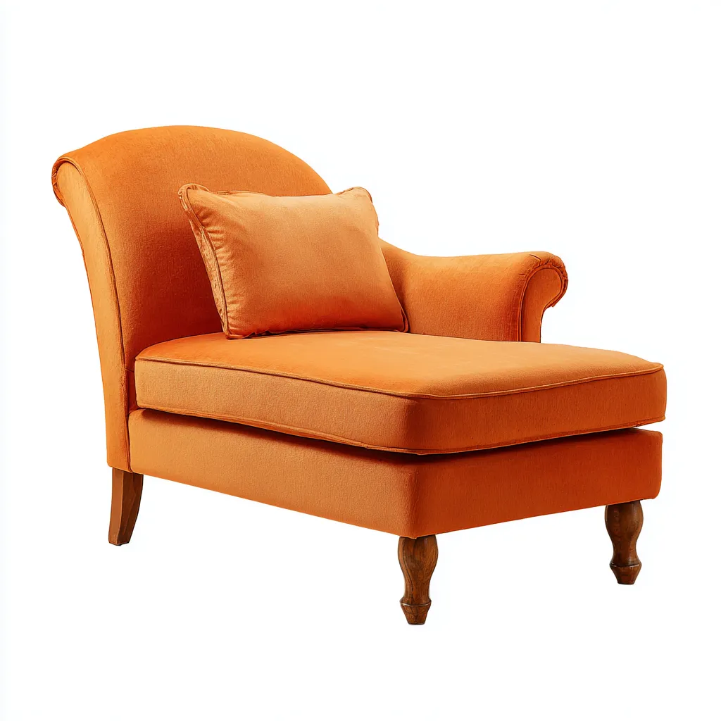 Chaise longue tissu 165x80x90 cm orange adaptée au salon style moderne-Shelterilo