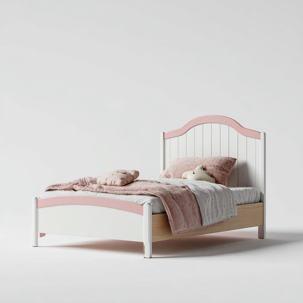 Lit pour enfant bois 195x100x115 cm - blanc-rose - design moderne - adapté à la chambre-Shelterilo