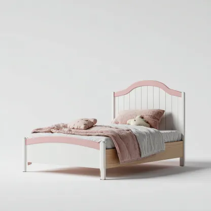 Lit pour enfant bois 195x100x115 cm - blanc-rose - design moderne - adapté à la chambre-Shelterilo