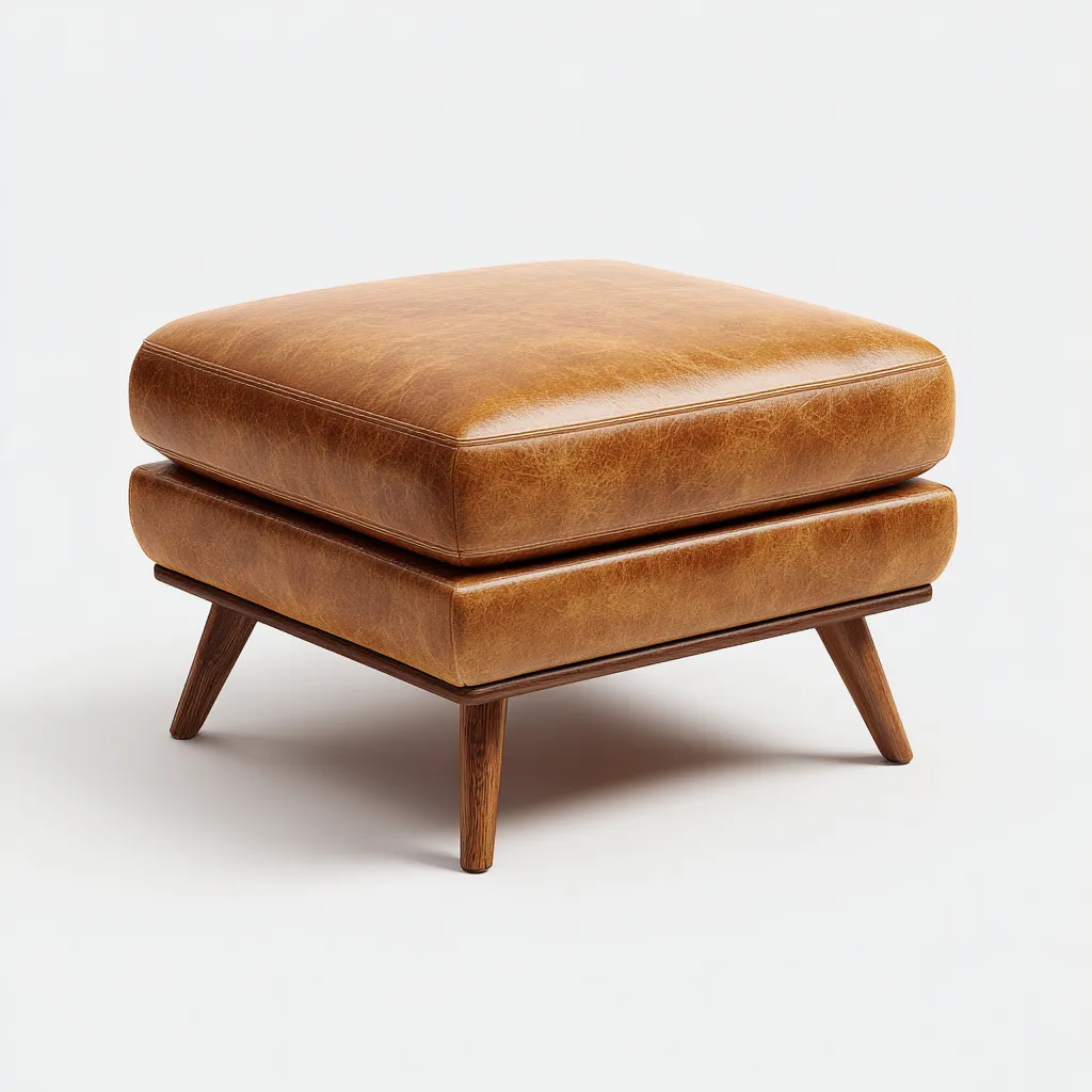 Repose-pieds Cuir-Bois 55x55x45 cm - Marron - Design moderne-Shelterilo