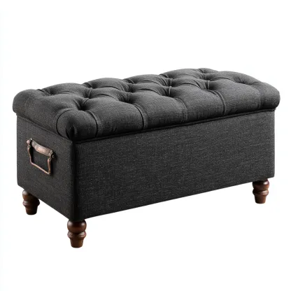 Banc d'entrée Tissu-Bois 80x40x45 cm - Gris-Brun - Design classique-Shelterilo