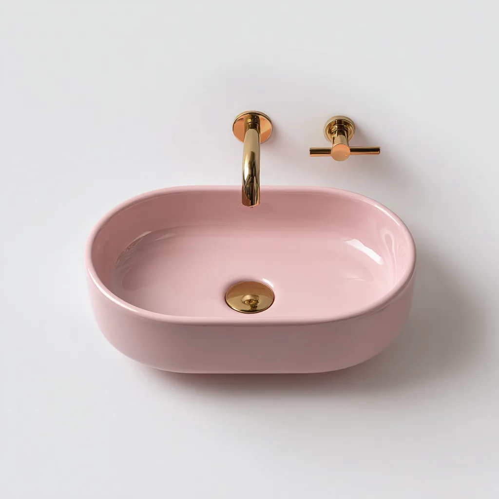 Lavabo de salle de bain 50x35x15 cm - céramique rose - adapté à la salle de bain - design moderne-Shelterilo
