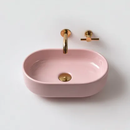 Lavabo de salle de bain 50x35x15 cm - céramique rose - adapté à la salle de bain - design moderne-Shelterilo