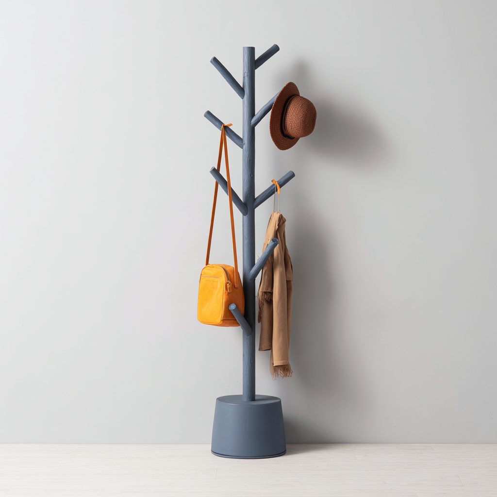 Portemanteau arbre en bois massif 175x40x40 cm - bleu-gris - design contemporain-Shelterilo