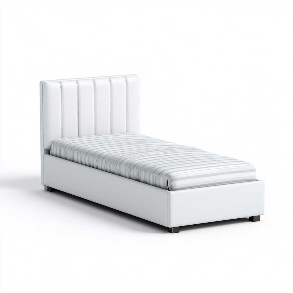 Lit simple cuir 200x100x100 cm - blanc - design moderne - adapté à la chambre-Shelterilo