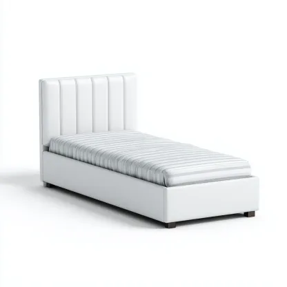 Lit simple cuir 200x100x100 cm - blanc - design moderne - adapté à la chambre-Shelterilo