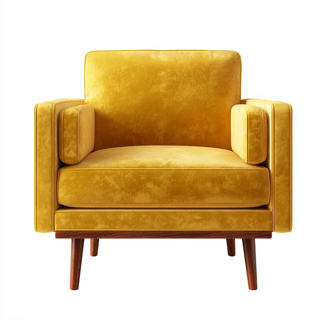 Fauteuil velours 85x78x92 cm jaune adapté au salon design moderne-Shelterilo