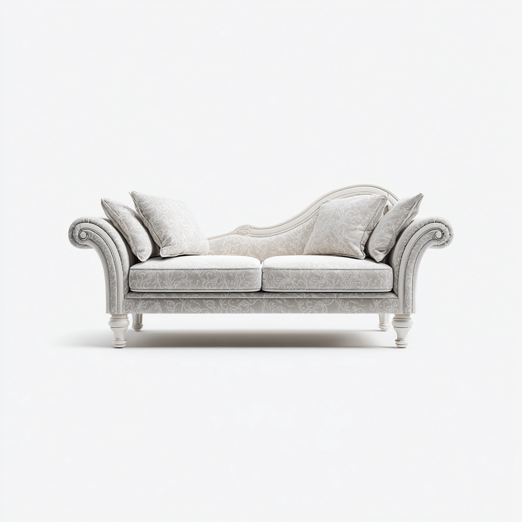 Chaise longue tissu sculpté 185x80x95 cm blanc adapté au salon design classique-Shelterilo